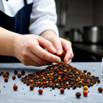 **Prompt 1: Authentic Chinese Spice Inspection**
    "A professional culinary expert, fully clothed in modest chef's attire, meticulously inspecting a small pile of authentic Sichuan peppercorns on a clean, well-lit kitchen counter. Their well-formed hands gently cup the spices, showcasing the vibrant red-brown pods and black seeds. In the soft-focus background, glass jars filled with other distinct Chinese spices like Star Anise and Five-Spice Powder are visible, emphasizing quality and purity. The scene conveys precision and expertise. professional photography, high detail, realistic, perfect anatomy, correct proportions, natural pose, natural body proportions, proper finger count, safe for work, appropriate content, fully clothed, family-friendly."