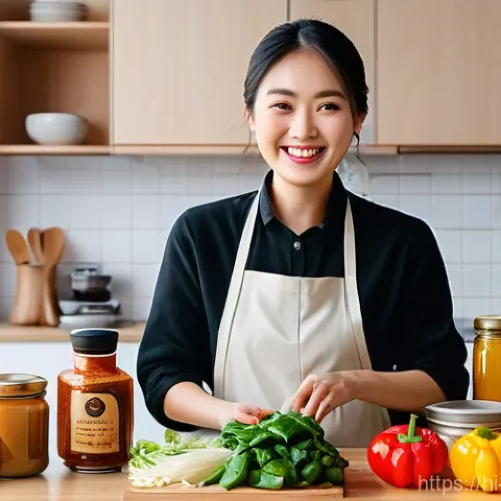 중식 식재료 쇼핑몰 - **Prompt:** A modern, brightly lit kitchen scene filled with authentic Chinese culinary delights. A ...