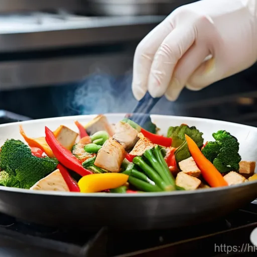 중국 음식 간편 조리법 - **Vibrant Wok Stir-Fry with Fresh Ingredients:**
    A close-up, dynamic shot of a skilled chef's ha...