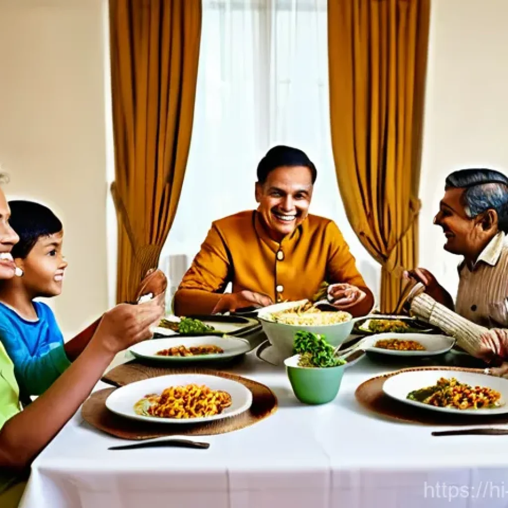 중국집 인기 배달 메뉴 - A happy and diverse Indian family, including parents and two children (wearing comfortable, modest c...