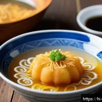 Home 20 중국집 탕수육 리뷰 - A detailed, close-up image of a traditional Tangsuik bowl featuring a golden crispy fried dough laye...